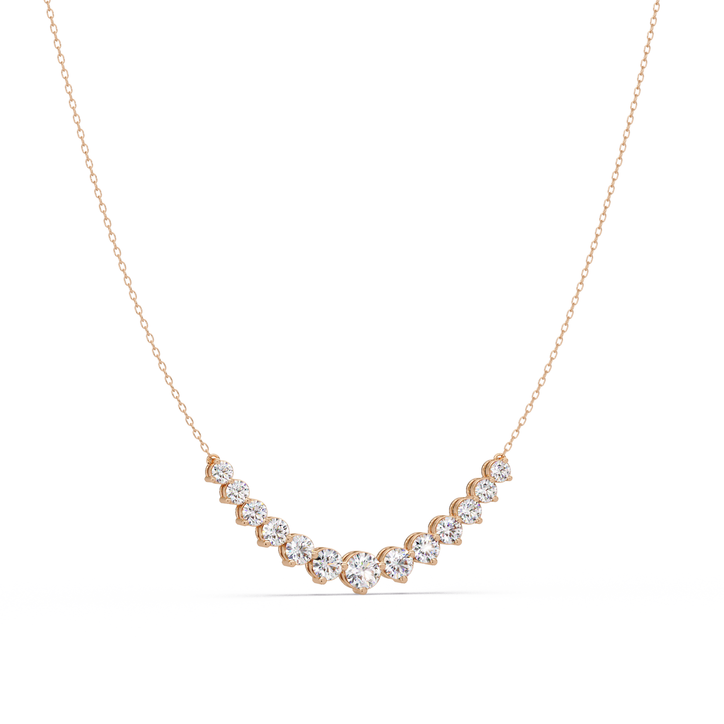 5.56 Ct Graduated Round Diamond Necklace 14K Gold Lab Grown