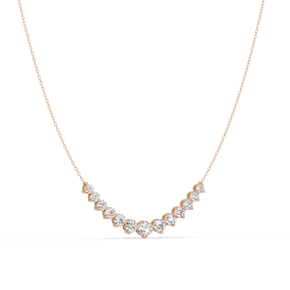 5.56 Ct Graduated Round Diamond Necklace 14K Gold Lab Grown