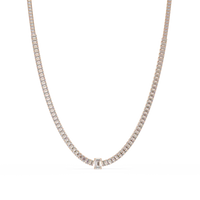 24 Ct Emerald Cut Lab Grown Diamond Tennis Necklace 14K Gold — product image 3
