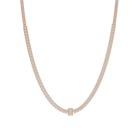 24 Ct Emerald Cut Lab Grown Diamond Tennis Necklace 14K Gold — product image 13