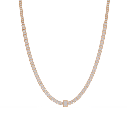 24 Ct Emerald Cut Lab Grown Diamond Tennis Necklace 14K Gold