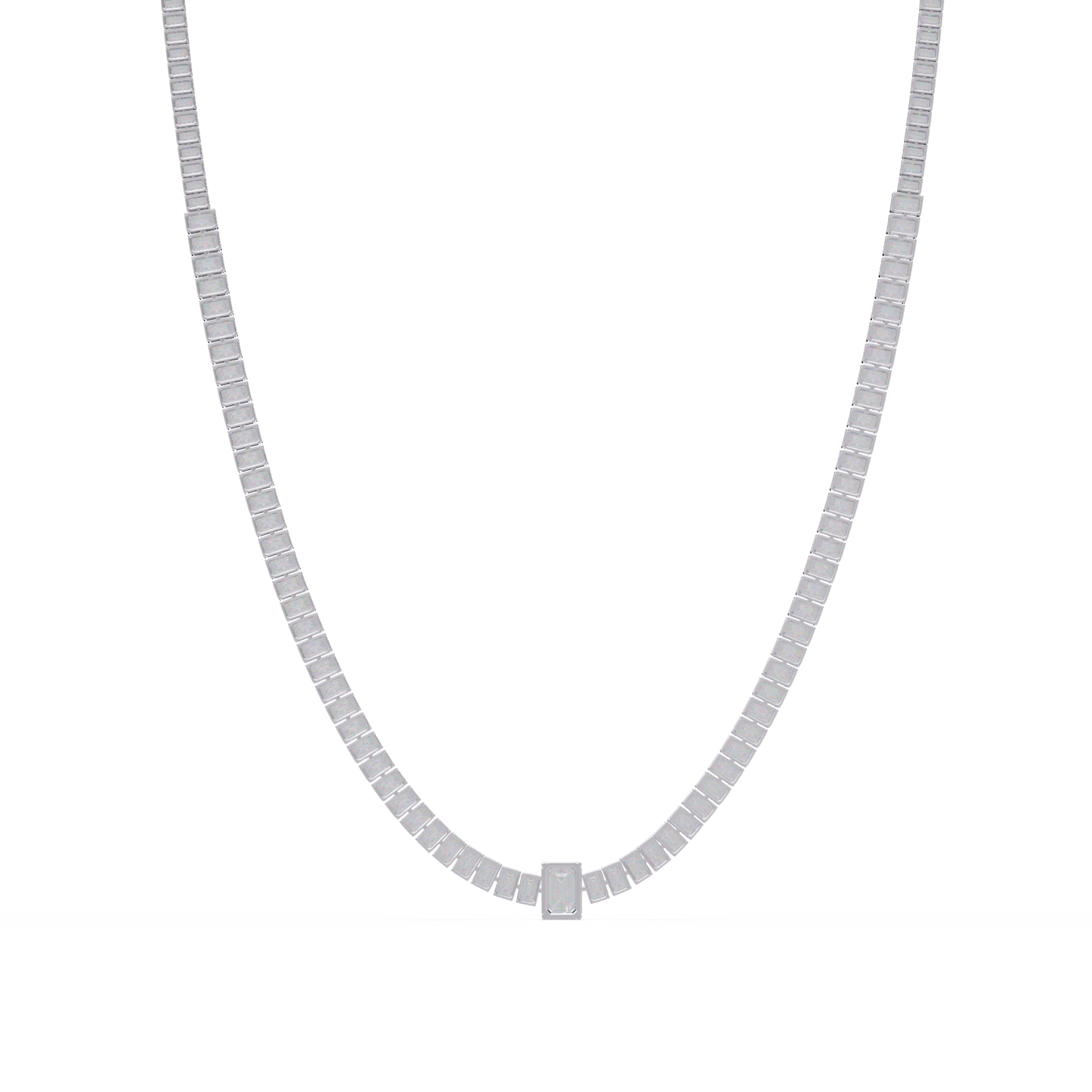 24 Ct Emerald Cut Lab Grown Diamond Tennis Necklace 14K Gold