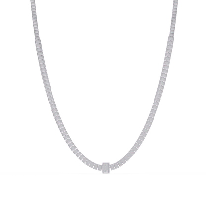 24 Ct Emerald Cut Lab Grown Diamond Tennis Necklace 14K Gold