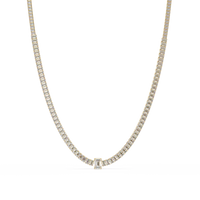 24 Ct Emerald Cut Lab Grown Diamond Tennis Necklace 14K Gold