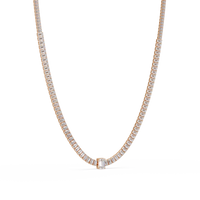 24 Ct Emerald Cut Lab Grown Diamond Tennis Necklace 14K Gold — product image 11