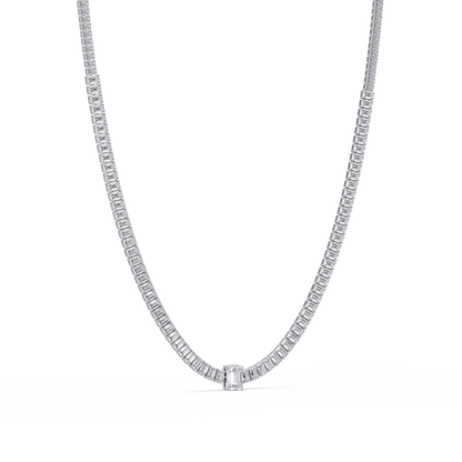 24 Ct Emerald Cut Lab Grown Diamond Tennis Necklace 14K Gold