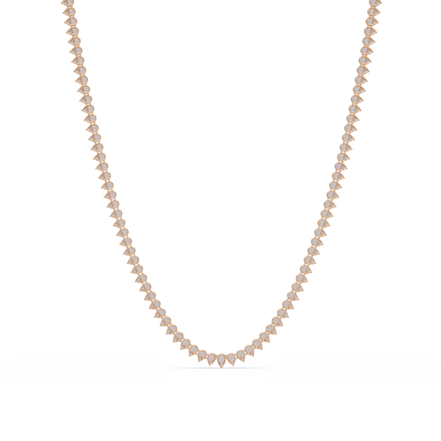 20.86 Ct Pear Diamond Tennis Necklace In 14K Gold Lab Grown Diamonds