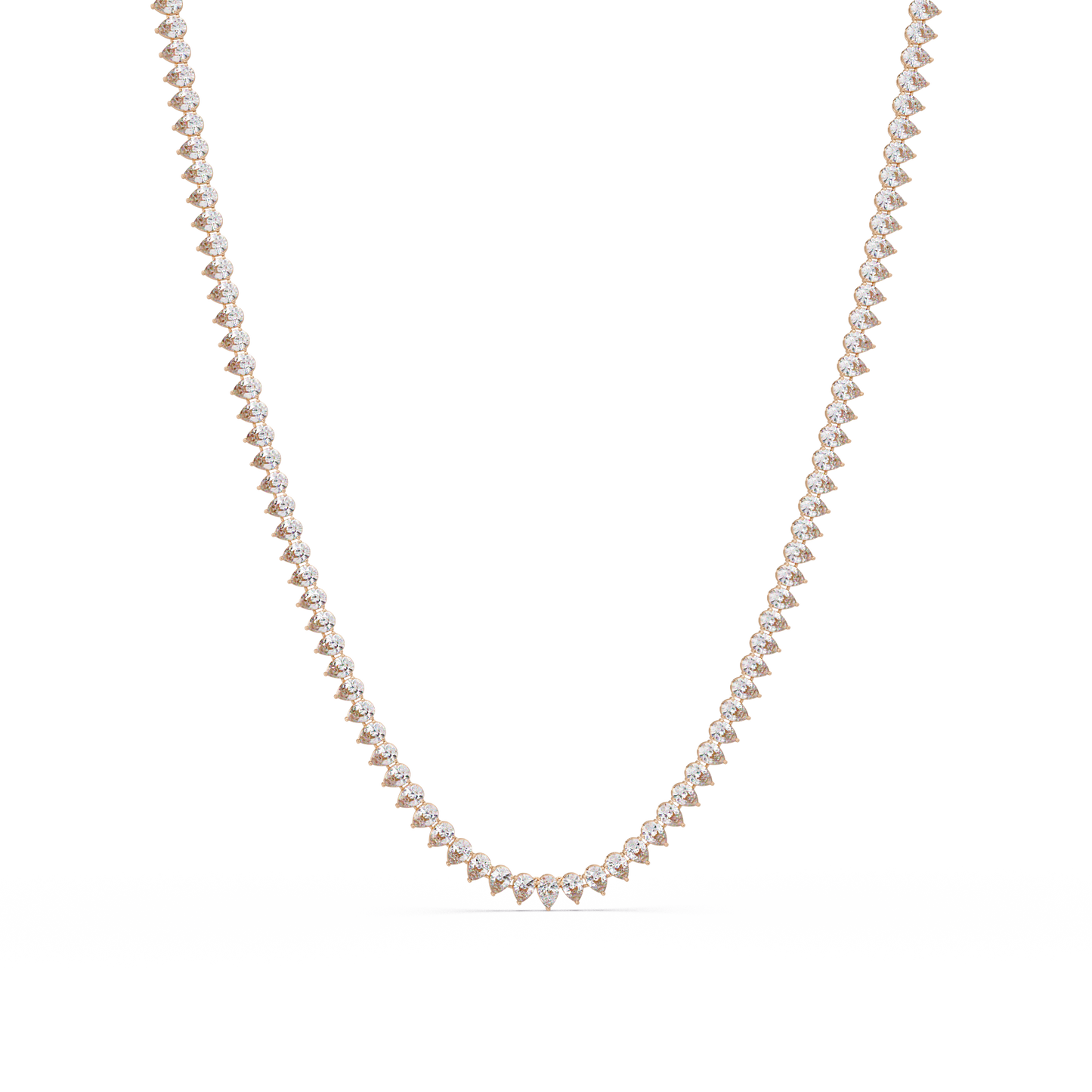 20.86 Ct Pear Diamond Tennis Necklace In 14K Gold Lab Grown Diamonds