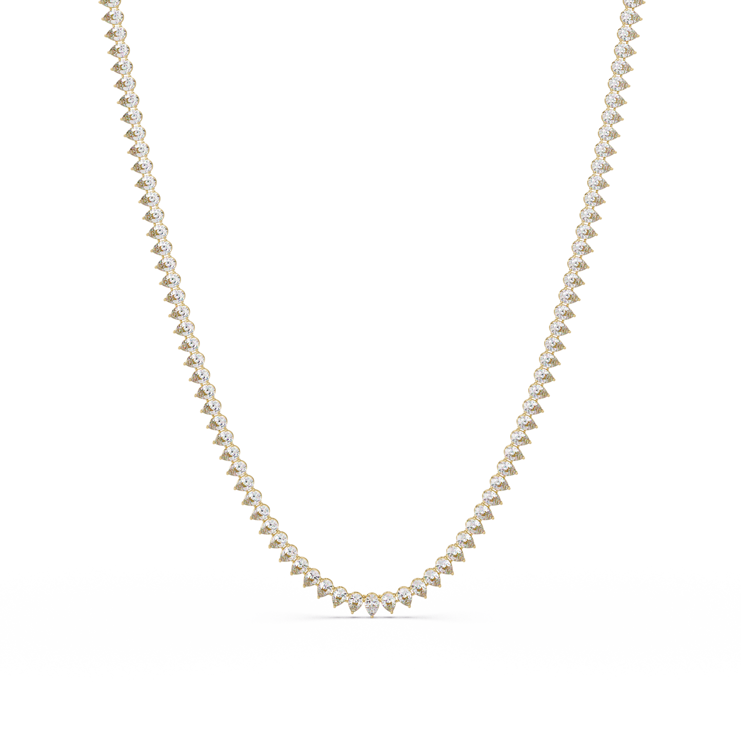 20.86 Ct Pear Diamond Tennis Necklace In 14K Gold Lab Grown Diamonds