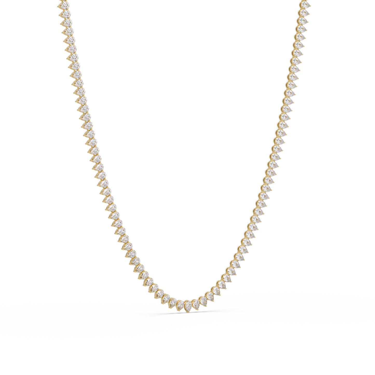 20.86 Ct Pear Diamond Tennis Necklace In 14K Gold Lab Grown Diamonds