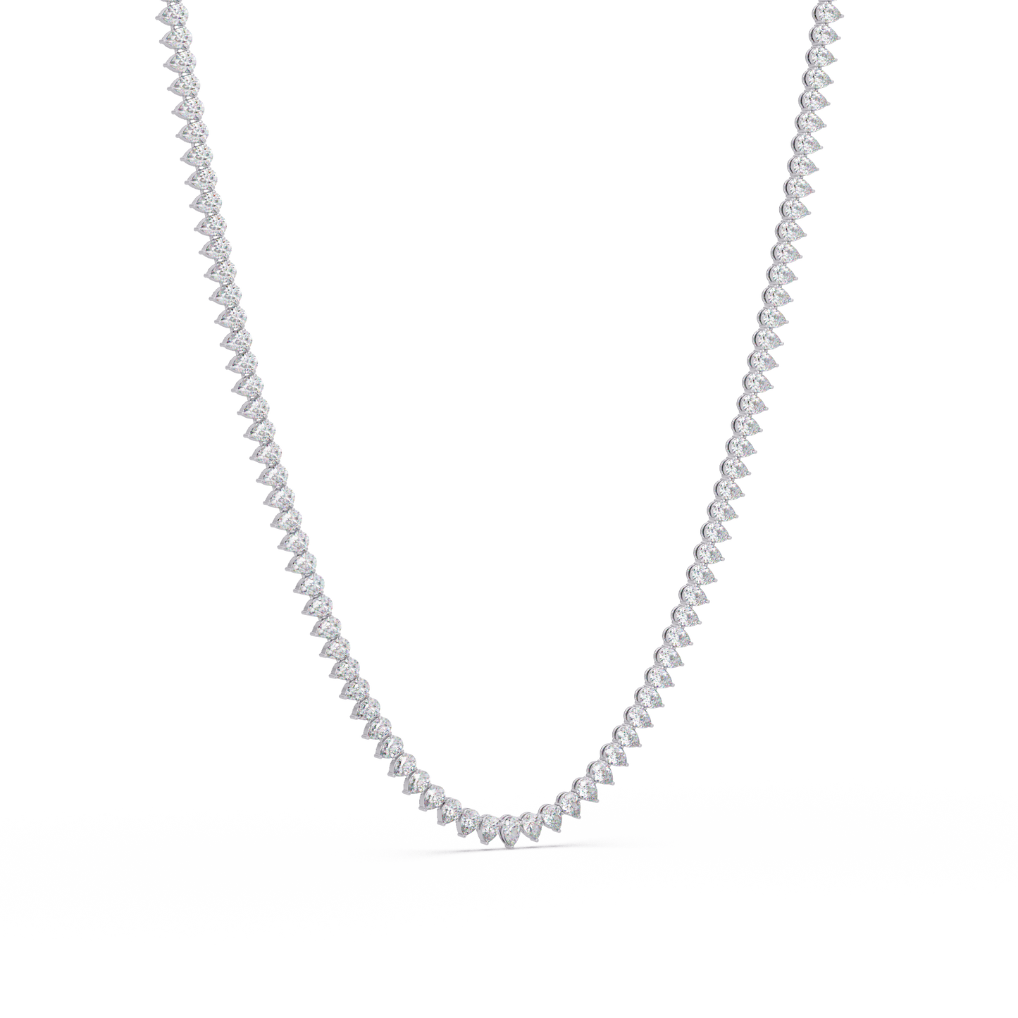 20.86 Ct Pear Diamond Tennis Necklace In 14K Gold Lab Grown Diamonds