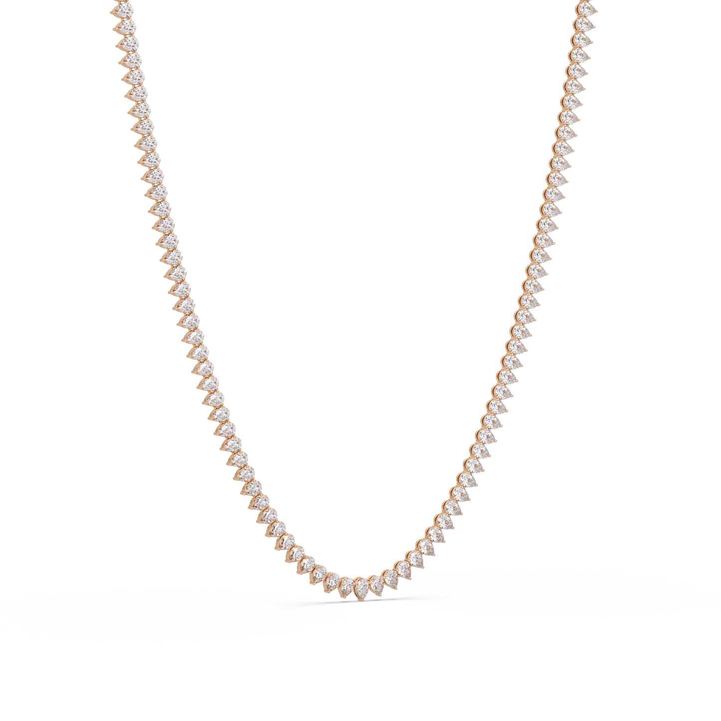 20.86 Ct Pear Diamond Tennis Necklace In 14K Gold Lab Grown Diamonds