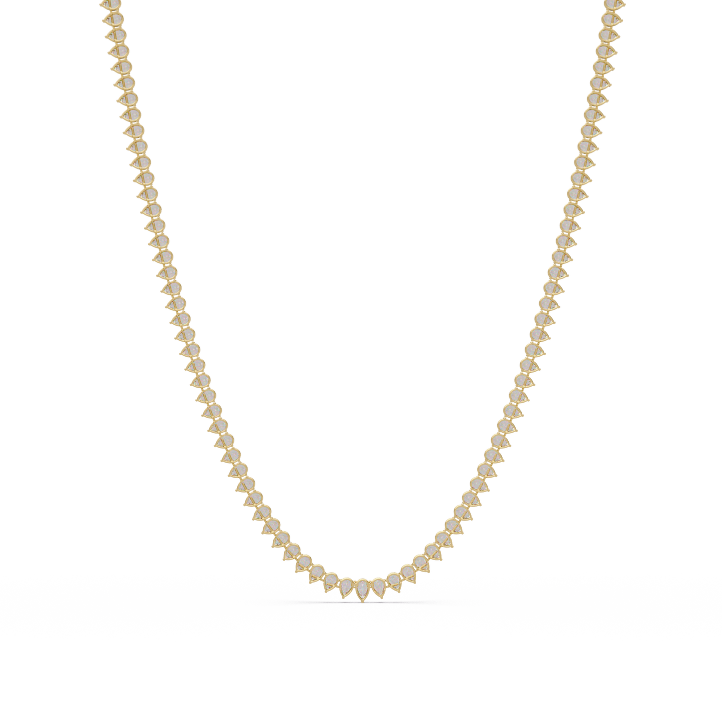 20.86 Ct Pear Diamond Tennis Necklace In 14K Gold Lab Grown Diamonds