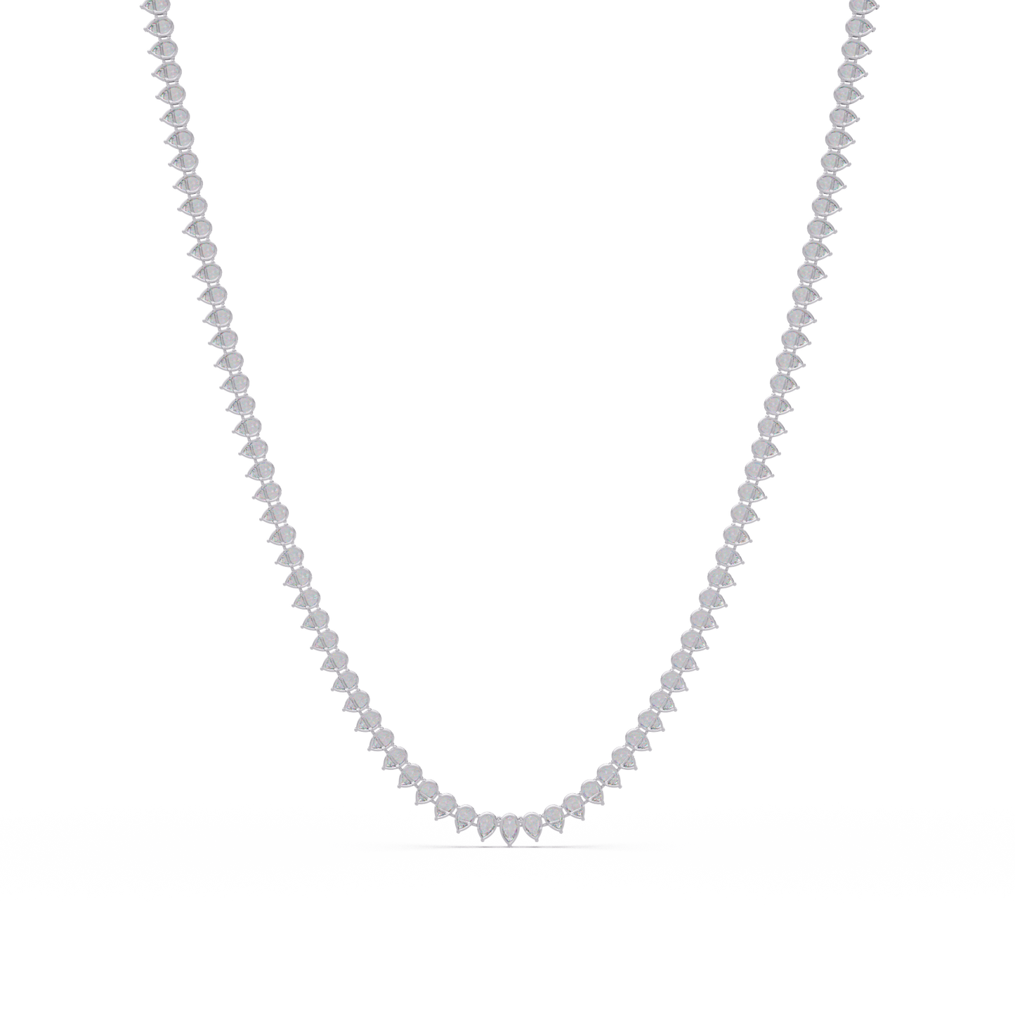 20.86 Ct Pear Diamond Tennis Necklace In 14K Gold Lab Grown Diamonds