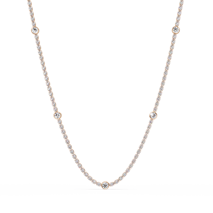 12.33 Ct Oval And Round Lab Grown Diamond Tennis Necklace In 14K Gold
