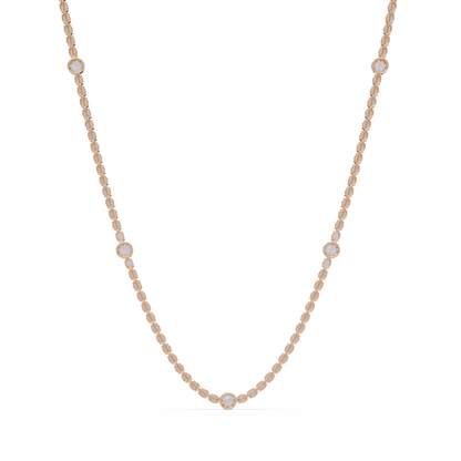 12.33 Ct Oval And Round Lab Grown Diamond Tennis Necklace In 14K Gold