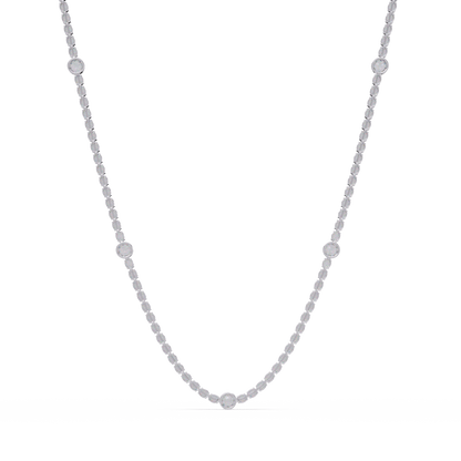 12.33 Ct Oval And Round Lab Grown Diamond Tennis Necklace In 14K Gold