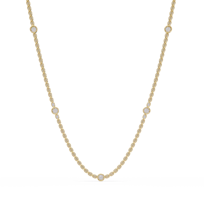 12.33 Ct Oval And Round Lab Grown Diamond Tennis Necklace In 14K Gold