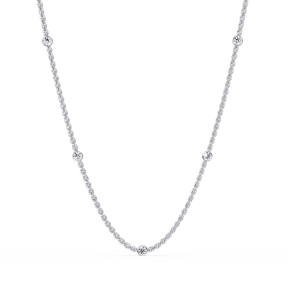 12.33 Ct Oval And Round Lab Grown Diamond Tennis Necklace In 14K Gold