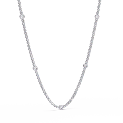12.33 Ct Oval And Round Lab Grown Diamond Tennis Necklace In 14K Gold