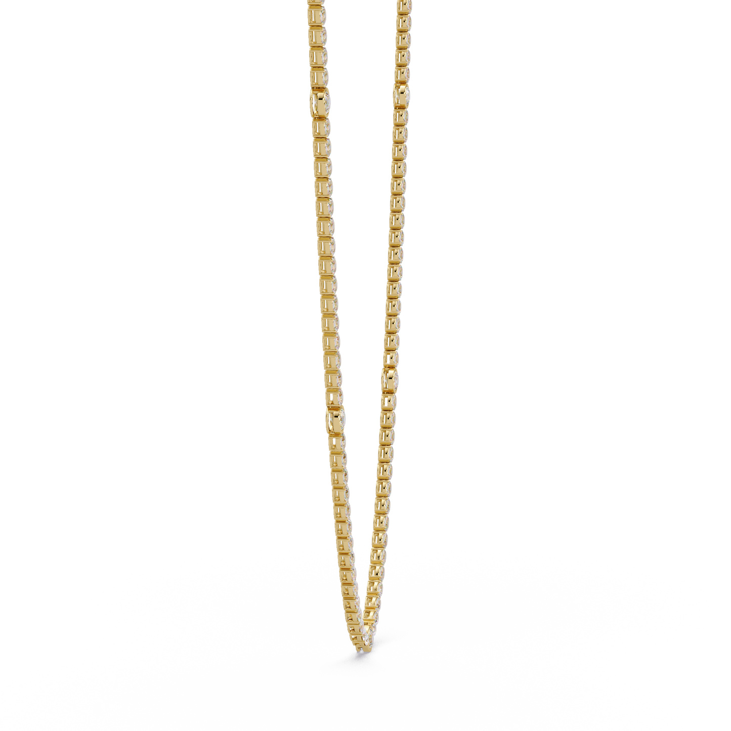 12.33 Ct Oval And Round Lab Grown Diamond Tennis Necklace In 14K Gold