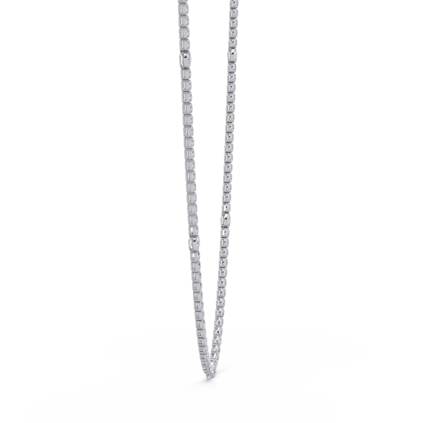 12.33 Ct Oval And Round Lab Grown Diamond Tennis Necklace In 14K Gold