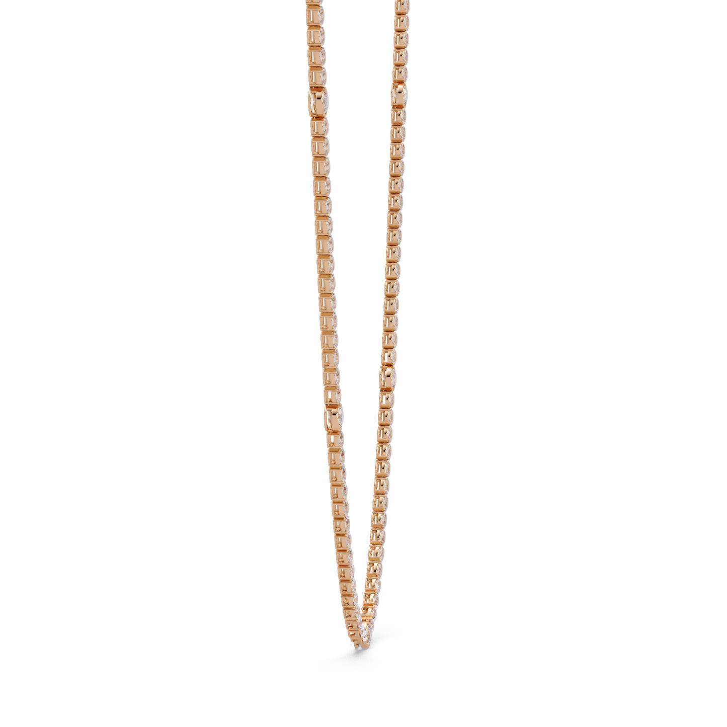 12.33 Ct Oval And Round Lab Grown Diamond Tennis Necklace In 14K Gold