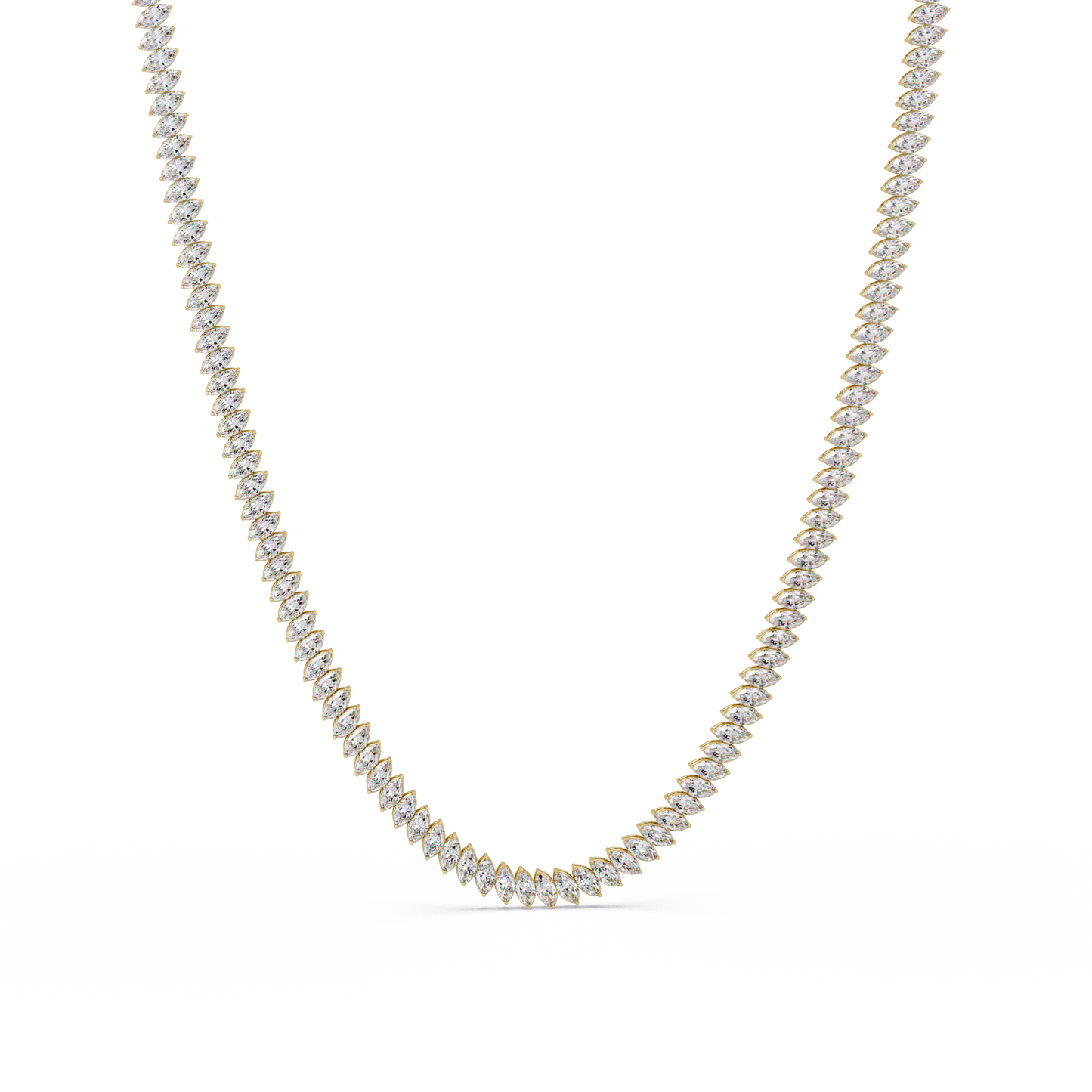 15.98 Ct Marquise Diamond Tennis Necklace 14K Gold Lab Grown