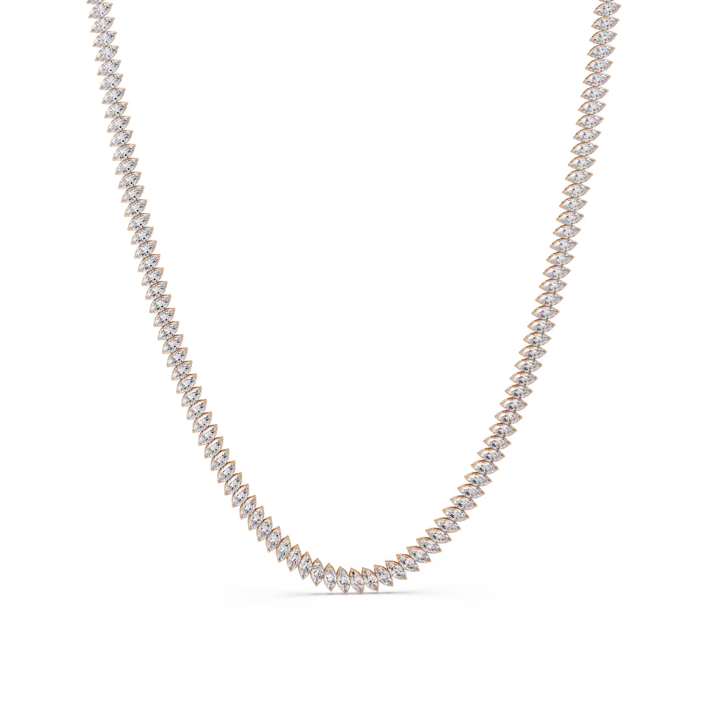 15.98 Ct Marquise Diamond Tennis Necklace 14K Gold Lab Grown