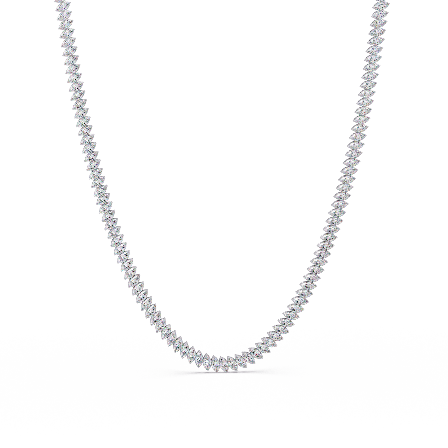 15.98 Ct Marquise Diamond Tennis Necklace 14K Gold Lab Grown