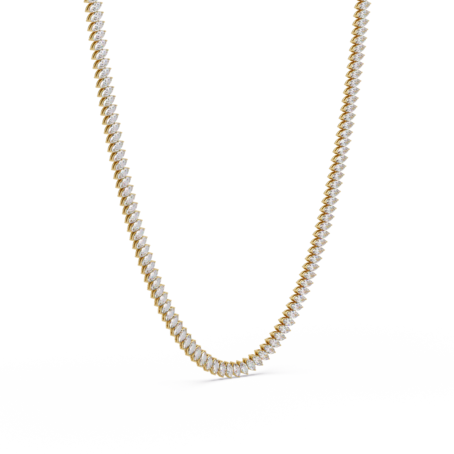 15.98 Ct Marquise Diamond Tennis Necklace 14K Gold Lab Grown