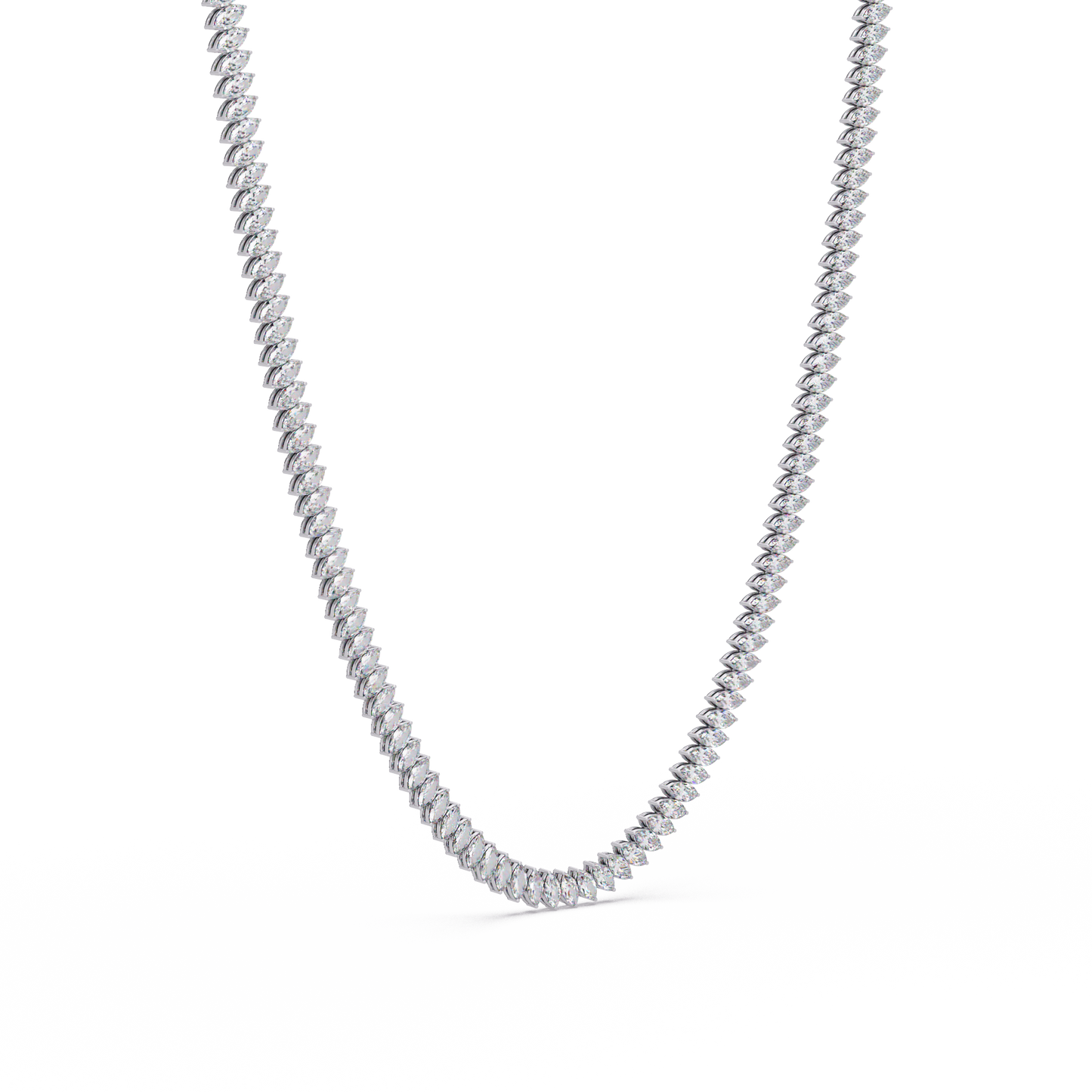 15.98 Ct Marquise Diamond Tennis Necklace 14K Gold Lab Grown