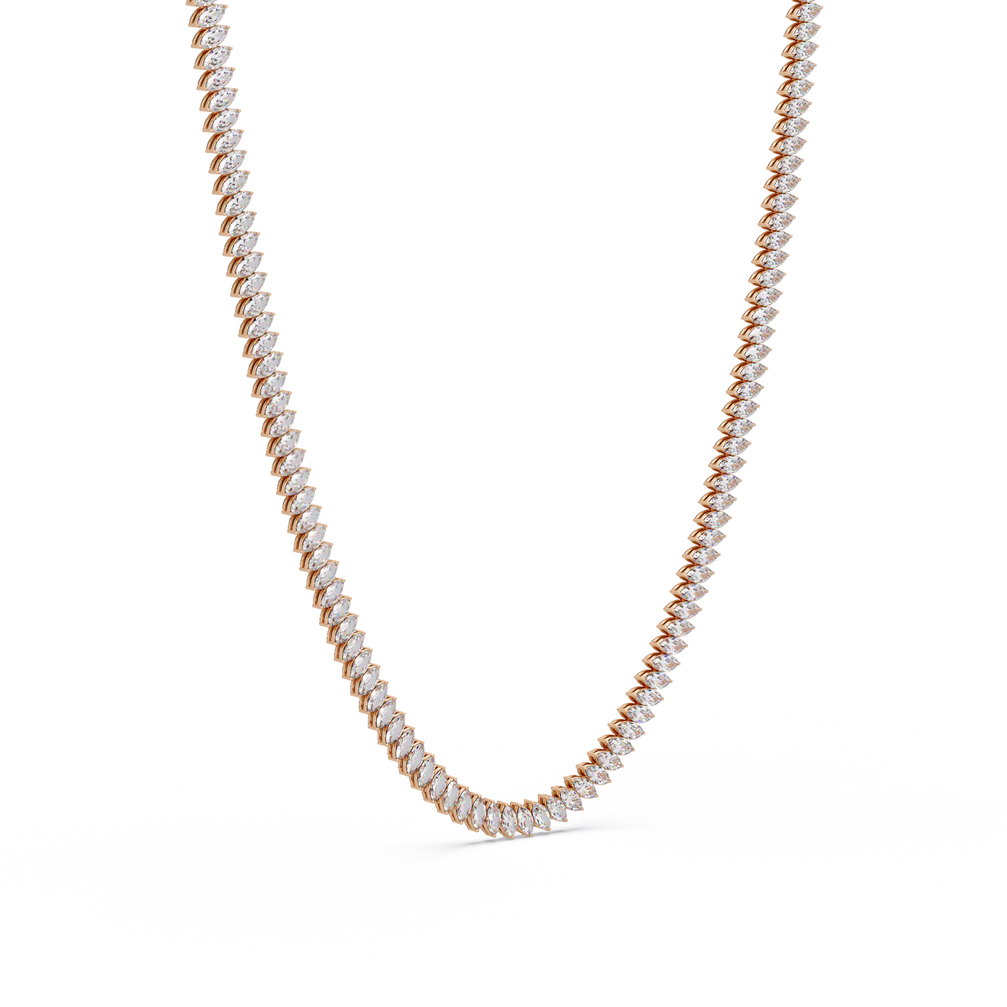 15.98 Ct Marquise Diamond Tennis Necklace 14K Gold Lab Grown