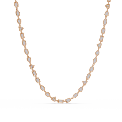 15.07 Carat Mixed Shape Diamond Necklace In 14K Gold Lab Grown
