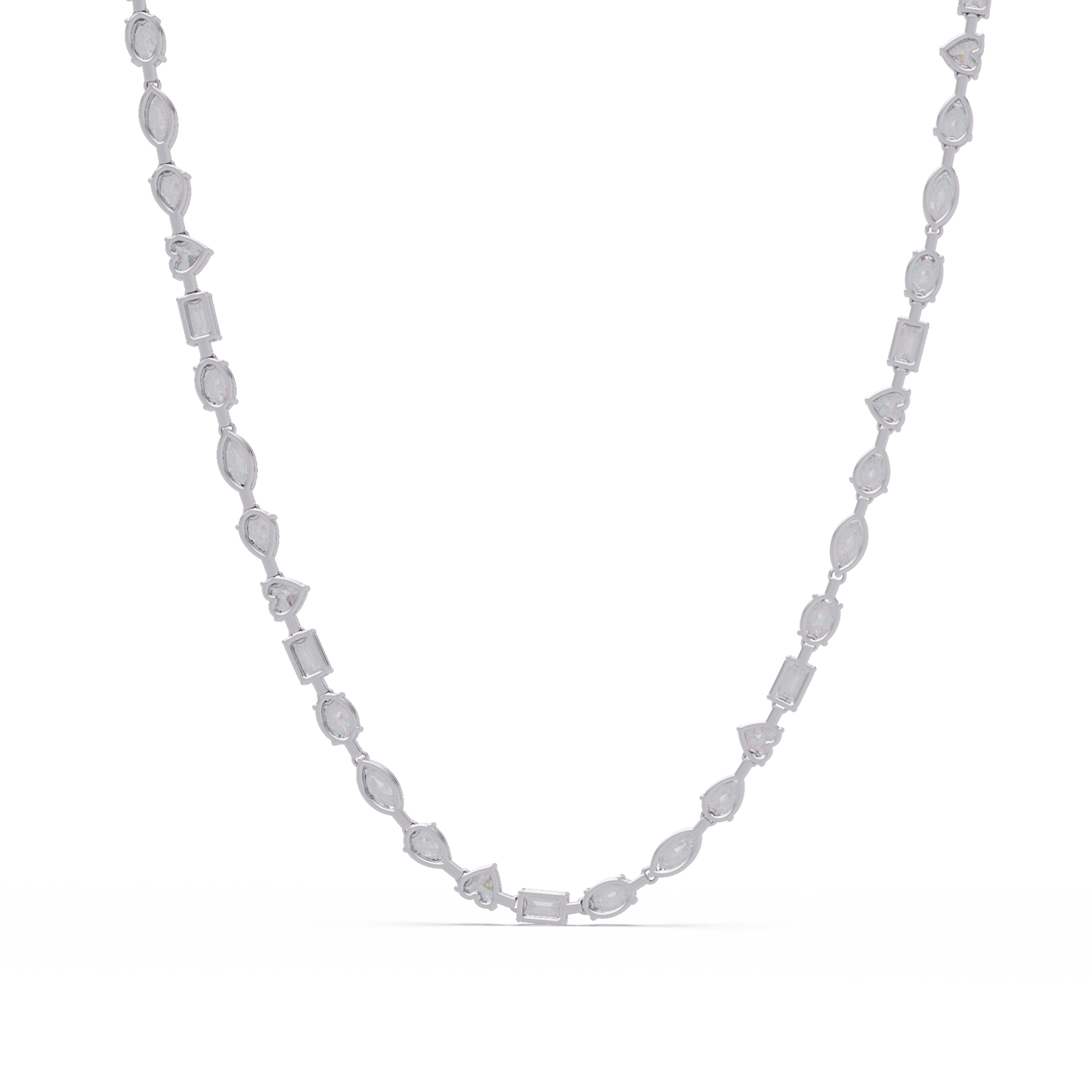 15.07 Carat Mixed Shape Diamond Necklace In 14K Gold Lab Grown