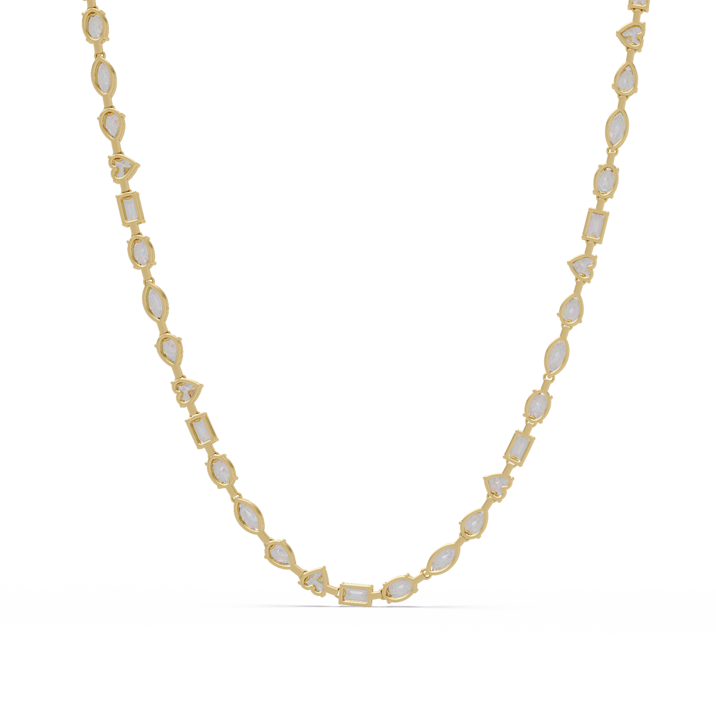 15.07 Carat Mixed Shape Diamond Necklace In 14K Gold Lab Grown