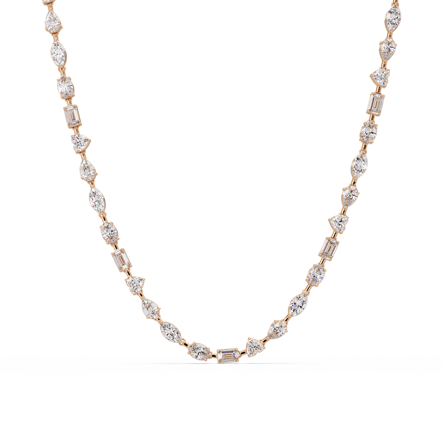 15.07 Carat Mixed Shape Diamond Necklace In 14K Gold Lab Grown