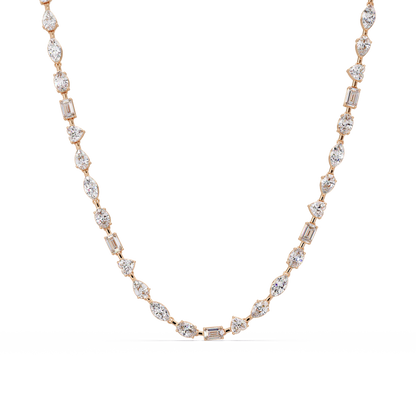 15.07 Carat Mixed Shape Diamond Necklace In 14K Gold Lab Grown