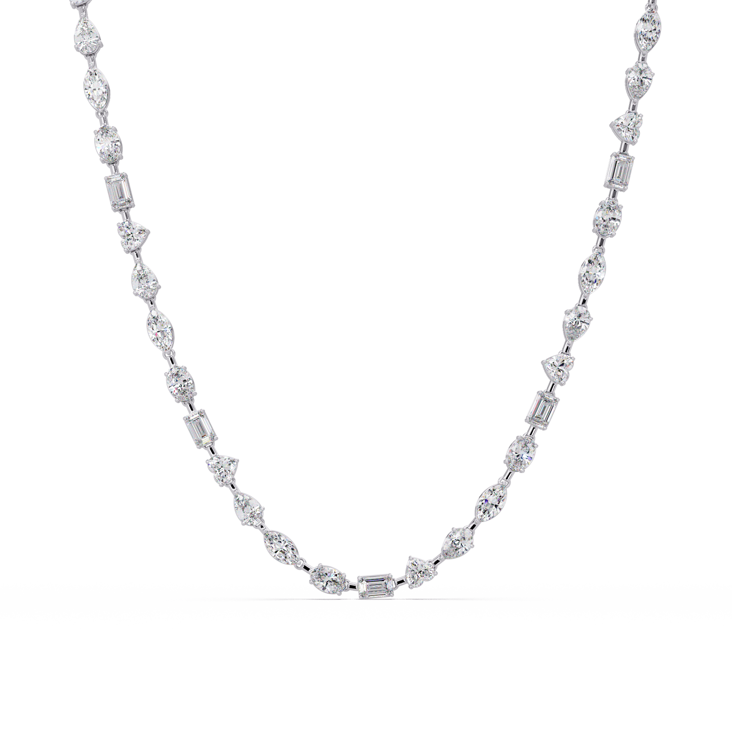 15.07 Carat Mixed Shape Diamond Necklace In 14K Gold Lab Grown