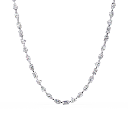15.07 Carat Mixed Shape Diamond Necklace In 14K Gold Lab Grown