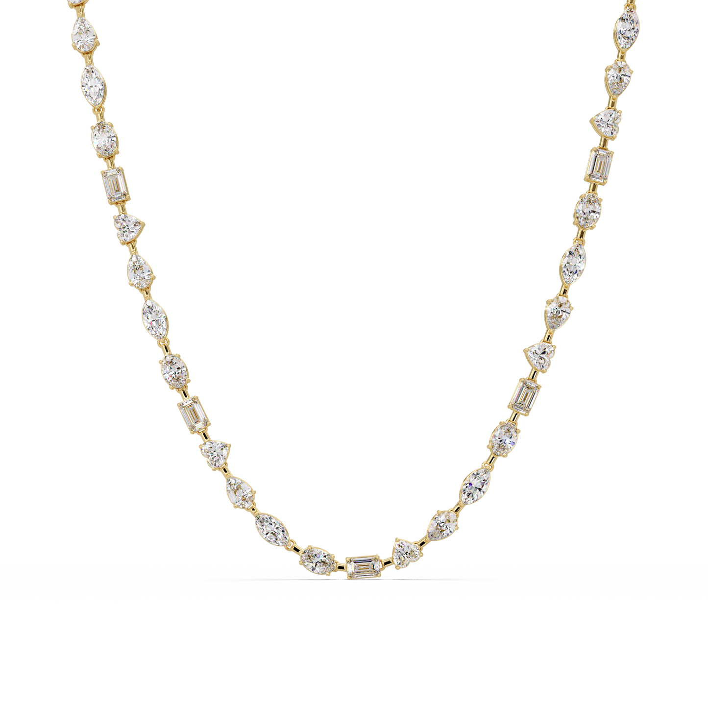 15.07 Carat Mixed Shape Diamond Necklace In 14K Gold Lab Grown