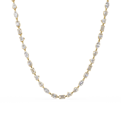15.07 Carat Mixed Shape Diamond Necklace In 14K Gold Lab Grown