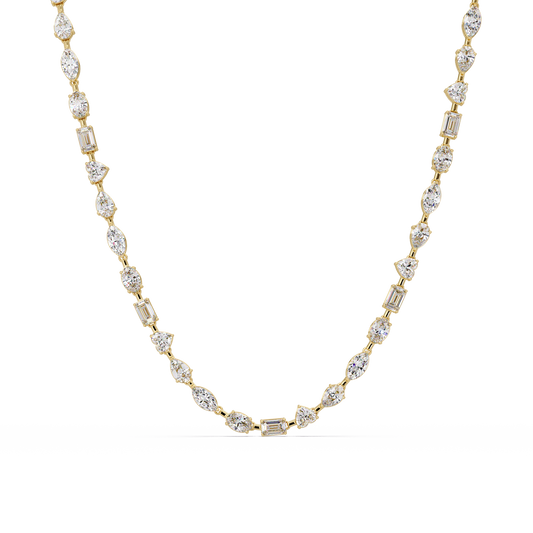 15.07 Carat Mixed Shape Diamond Necklace In 14K Gold Lab Grown