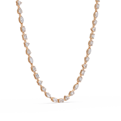 15.07 Carat Mixed Shape Diamond Necklace In 14K Gold Lab Grown