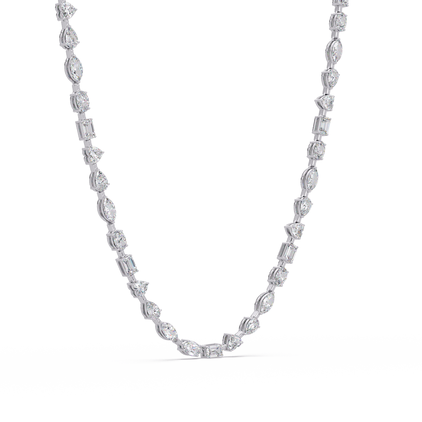 15.07 Carat Mixed Shape Diamond Necklace In 14K Gold Lab Grown