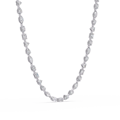 15.07 Carat Mixed Shape Diamond Necklace In 14K Gold Lab Grown