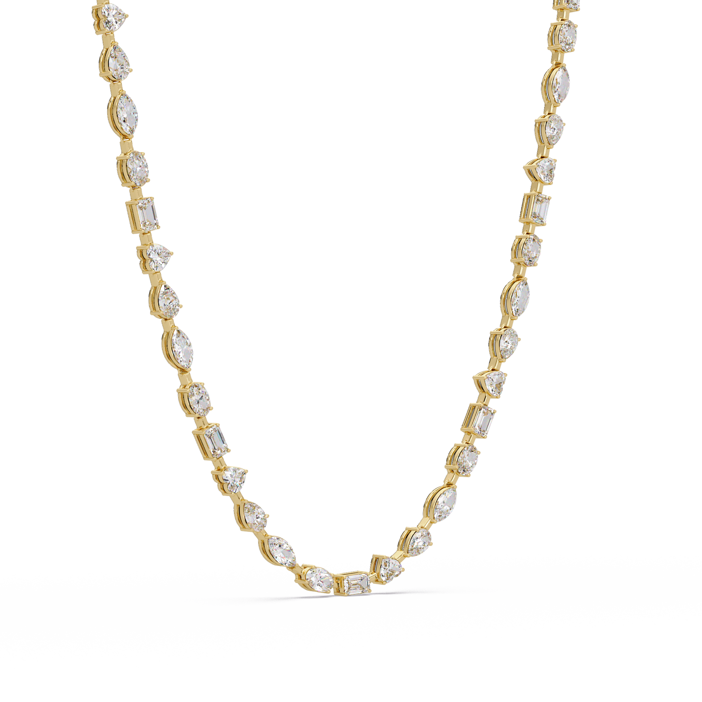 15.07 Carat Mixed Shape Diamond Necklace In 14K Gold Lab Grown