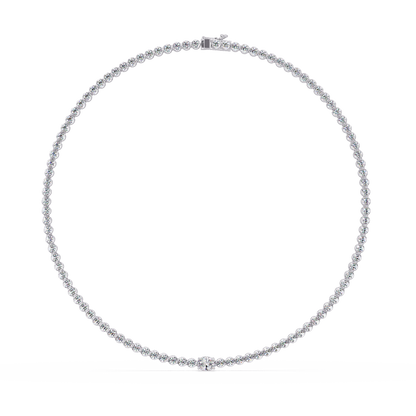10.87 Ct Round Diamond Tennis Necklace With Oval Center Stone 14K Gold Lab Grown