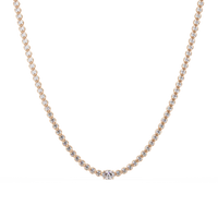 10.87 Ct Round Diamond Tennis Necklace With Oval Center Stone 14K Gold Lab Grown