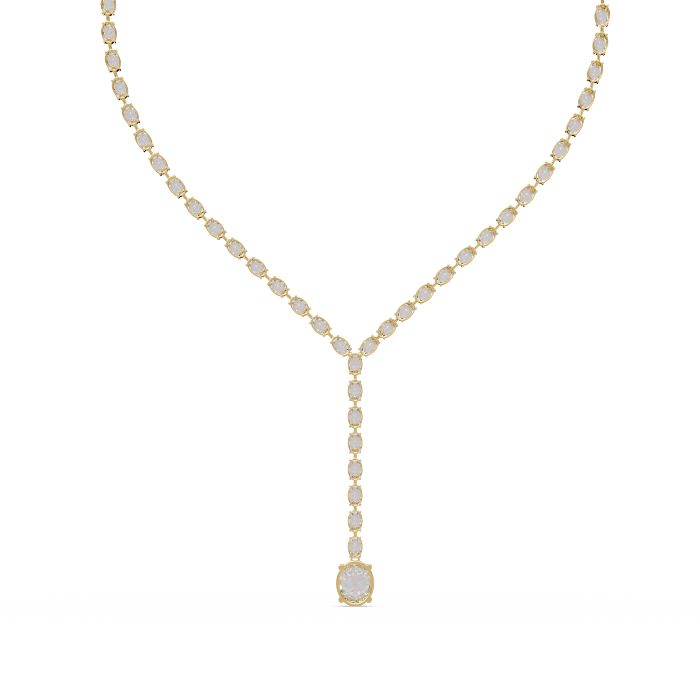 16.05 Ct Oval Diamond Drop Necklace 14K Gold Lab Grown Diamonds